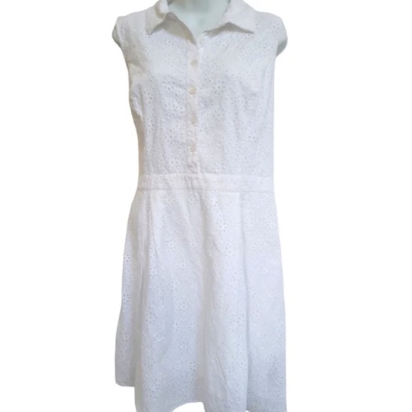 Rebecca Taylor White Embroidered Eyelet Sleeveless Dress M - Picture 1 of 2